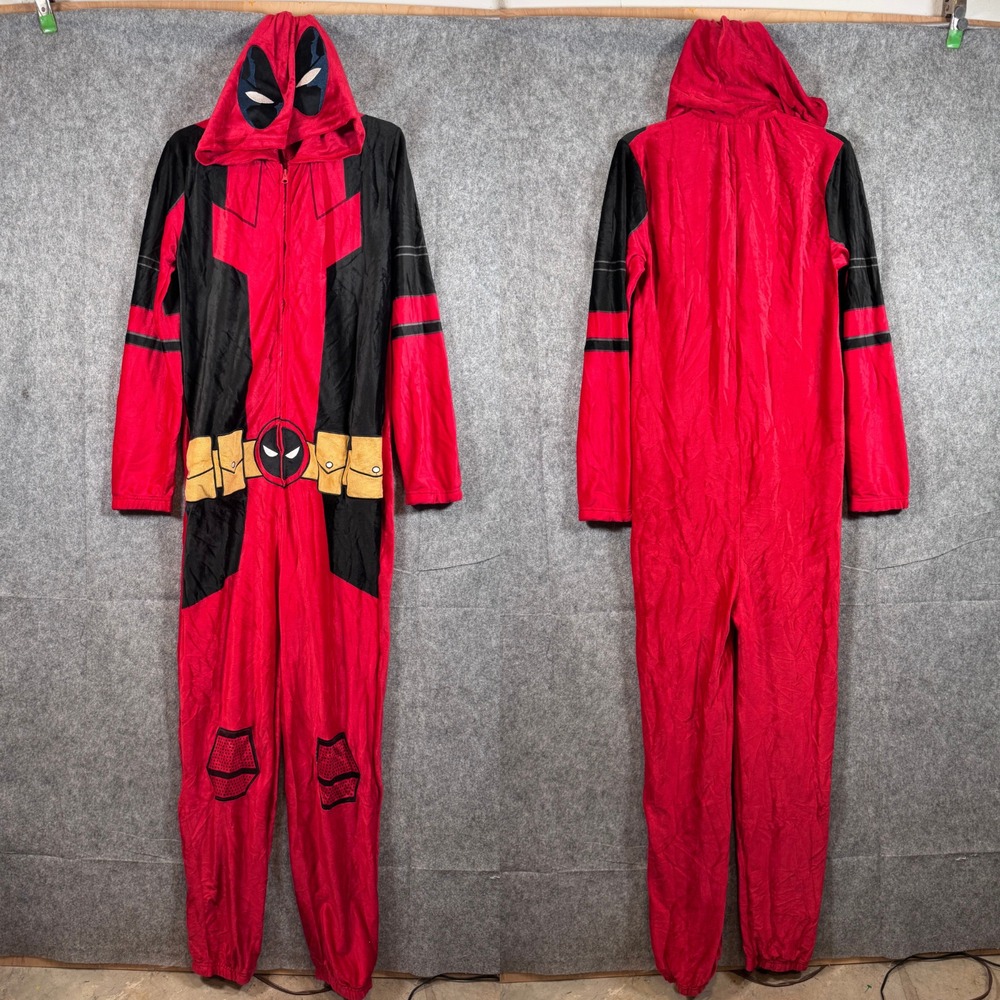 Marvel Deadpool Union Suit Mens S/M Fleece Superhero Cosplay Costume Onepiece